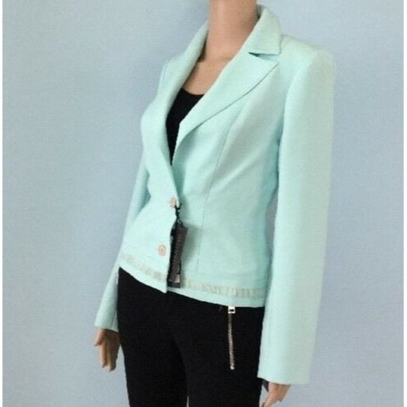 NWT Authentic Unique Valentino Light Aqua Blue Jacket Blazer French IT 36 US 2 4 - Picture 3 of 11